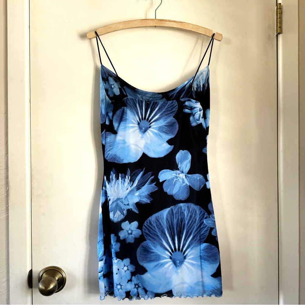 NWT blue floral print Forever 21 slip dress Juniors S - Picture 7 of 11